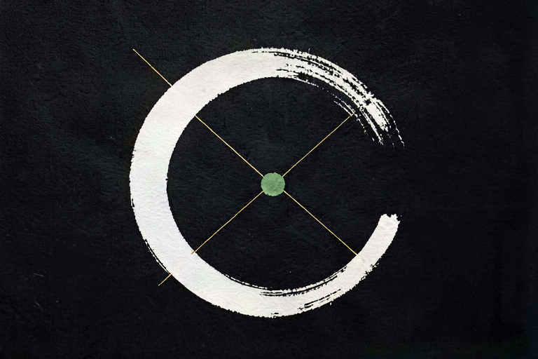 Ensō wabi-sabi ouvert, lien vivant, non bouclé
